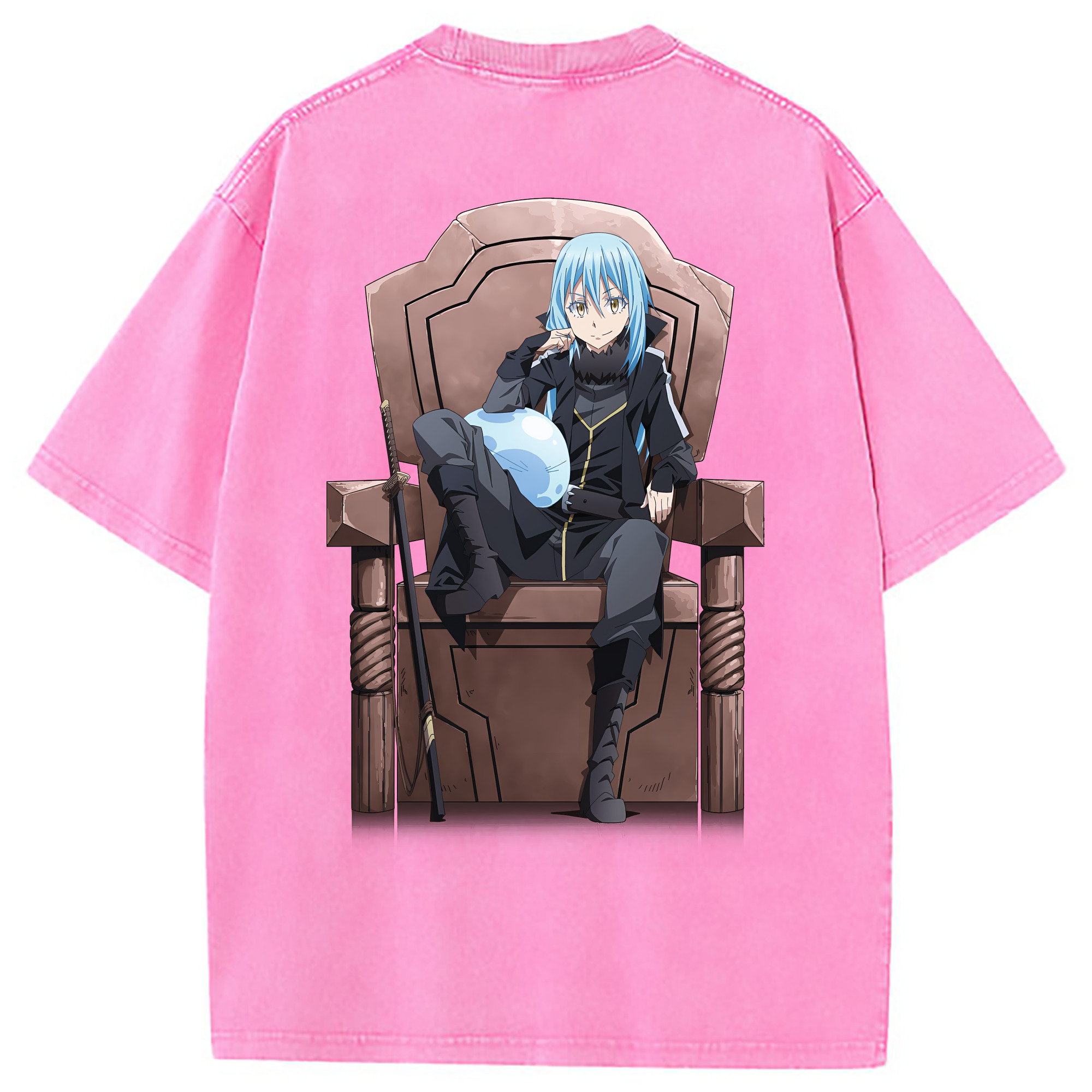 （画像用） 転スラ Regarding Reincarnated to Slime 綿100% ヴィンテージ風 半袖Tシャツ（背面プリント）